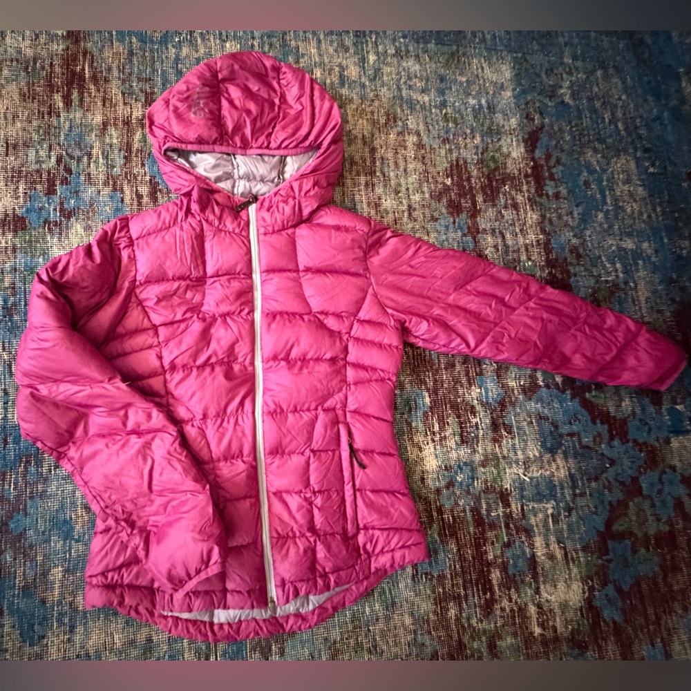 Pink Hooded Light Down Puffer Jacket Lole Wms Sm